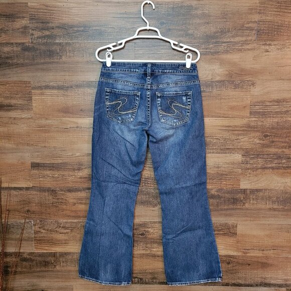 Silver Jeans Size 28 Aiko Bootcut Low Rise Ripped Medium Light Wash Western - Picture 3 of 11